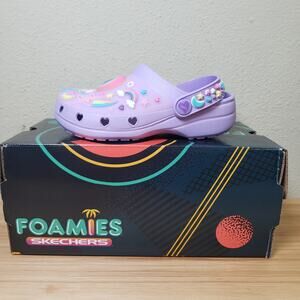 Skechers Foamies Toddler Girls Size 6 Unicorn Slide Clogs Slip On Pastel Purple